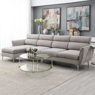 GEROJO Gray Flannel Ergonomic Convertible Sectional Sofa with Handed Chaise, Comfortable L Shape Furniture Couch with Free Combination