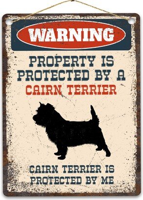 Cairn Terrier Metal Sign, Funny Warning Dog Rustic Retro Weathered Distressed Plaque, Gift Idea