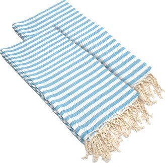 2pc Turkish Cotton Fun in The Sun Pestemal Beach Towel Turquoise