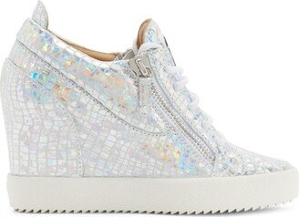 Metallic-Effect Wedge Sneakers