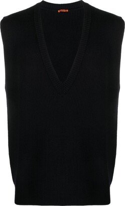 V-neck ribbed-knit wool vest