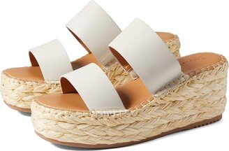 Linda (Ivory with Natural Raffia) Women's Wedge Shoes