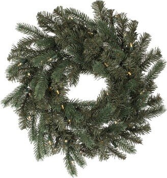 24 Colorado Spruce Artificial Christmas Wreath, Warm White LED Lights