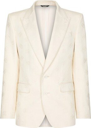 Single-breasted cotton Sicilia-fit jacket with jacquard details