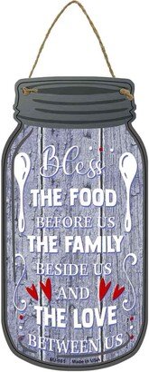 Bless Food Family Love Novelty Metal Mason Jar Sign