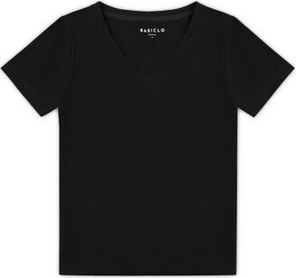 Basiclo Women's V-Neck T-Shirt Black