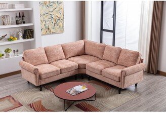 RASOO L-Shape Sectional Sofa with Wood Legs