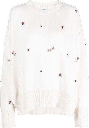 Floral-Embroidery Cashmere Jumper