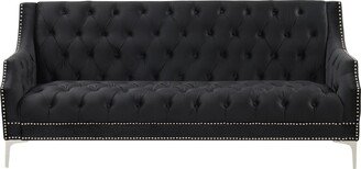 NINEDIN Modern Sofa Dutch Plush Upholstered Sofa, Button Tufted Couch, 3 Seater Sofa Loveseat with Nailhead for Living Room, Black