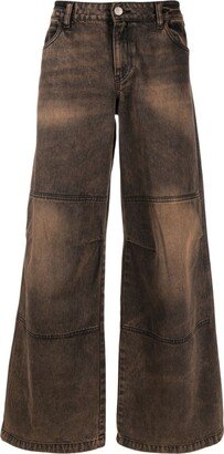 Acid-Wash Wide-Leg Jeans