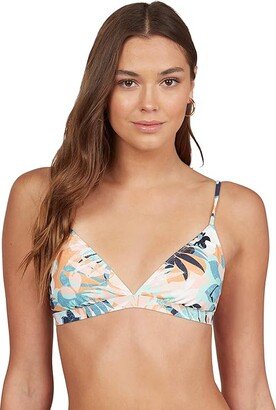 Printed Beach Classics Fixed Tri Bikini Top (Bright White Zeta Blossom) Women's Swimwear