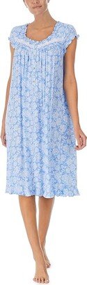 Cap Sleeve Waltz Nightgown (Blue Ground Floral) Women's Pajama