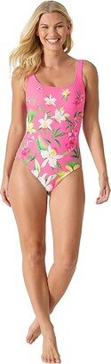 Orchid Garden Reversible Lace Back One-Piece (Preppy Pink) Women's Swimsuits One Piece