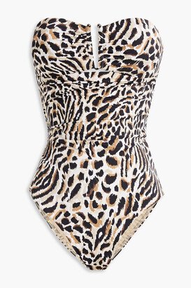 Leopard-print bandeau swimsuit