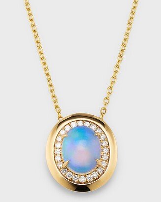 David Kord 18K Yellow Gold Pendant with Oval Opal and Diamonds, 2.24tcw