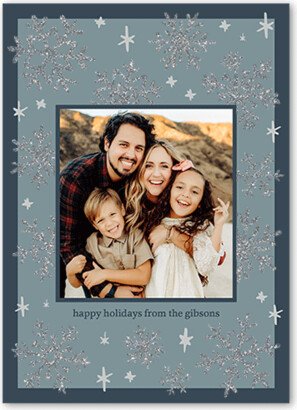 Holiday Cards: Season For Snowflakes Holiday Card, Blue, Holiday, Silver Glitter, Matte, Signature Smooth Cardstock, Square