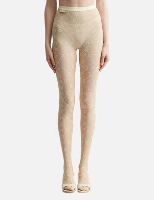 Moonogram Flocked Mesh Tights-AA