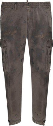 Paint Splatter Printed Elastic Waist Cargo Trousers