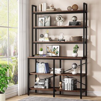 YUZHOU 6-Tier Bookshelf Industrial Bookcase with Open Shelf, 6 Shelf Storage Rack