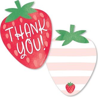 Big Dot of Happiness Berry Sweet Strawberry - Shaped Thank You Cards - Themed Birthday Party or Baby Shower Thank You Note Cards with Envelopes 12 Ct