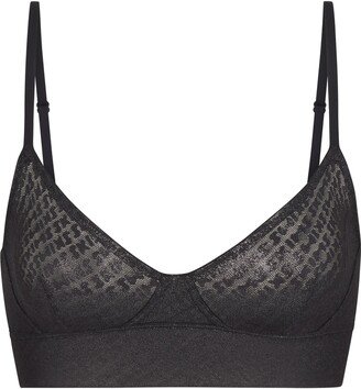 Logo Mesh Foil Triangle Bralette | Onyx