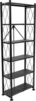 Origami 6 Tier Classic Stamped Steel Bookcase Organizer Storage Rack, Black - 27