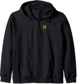 Minimalist Golden Pisces Zodiac Sign Horoscope Astrology Zip Hoodie