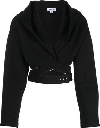 Cropped cotton hoodie