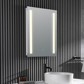 Mantra Polished Silver 30 in. x 24 in. Frameless LED Bathroom Mirror with Defogger