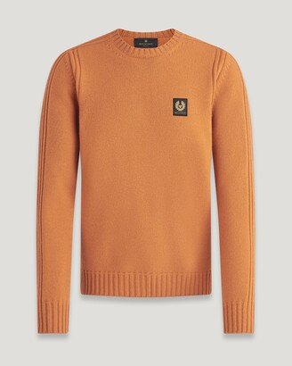 Lambswool Watch Crewneck Jumper In Golden Oak