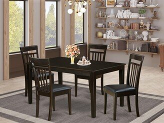 5 Piece Dining Table Set Includes a Rectangle Wooden Table and 4 Kitchen Chairs, Cappuccino