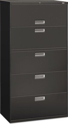 HON 600 Series 36-Inch Wide Five-Drawer Lateral File Cabinet in Charcoal