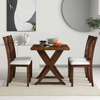 BEYONDHOME 5-Piece Dining Table Set with 4 Upholstered Dining Chairs