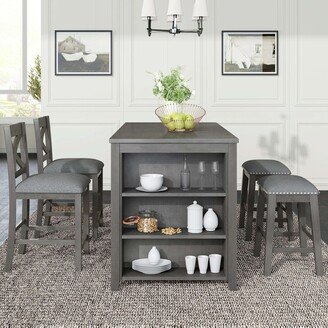 BEYONDHOME 5 Pieces Rustic Farmhouse Dining Table Set-AA