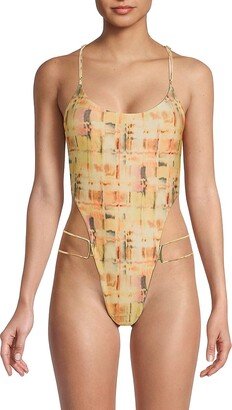 Xen Abstract Print One Piece Swimsuit