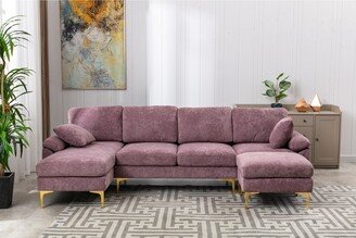 GREATPLANINC L-shape Couch Set Soft Sofa Set Sofa Set with Polyester Upholstery, Purple