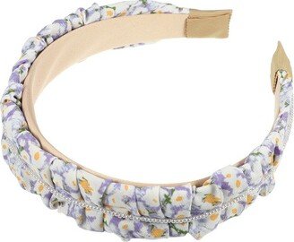 Unique Bargains Women's Floral Ruched Non-slip Faux Pearl Headbands Purple 1 Pc