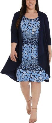 Plus Womens Jacket Midi Two Piece Dress