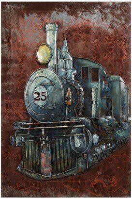 Train Mixed Media Iron Hand Painted Dimensional Wall Art, 48 x 32 x 3.5