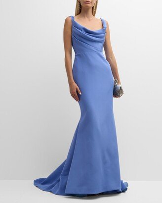 Romona Keveza Draped Bodice Sleeveless Trumpet Gown