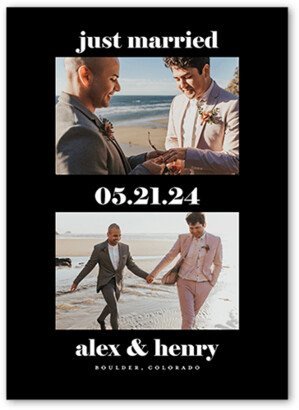 Wedding Announcements: Unique Serif Wedding Announcement, Black, 5X7, Standard Smooth Cardstock, Square