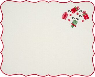 Km Home Collection Set Of Two Christmas Gift Embroidery Cotton Placemat