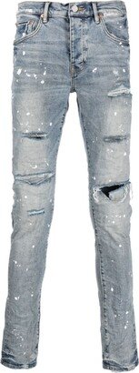 Blue Splashed Ripped Jeans