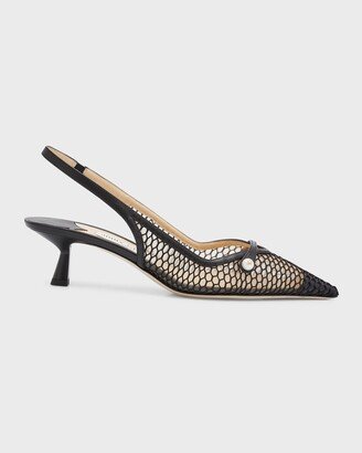 Amita Net Slingback Ballerina Pumps