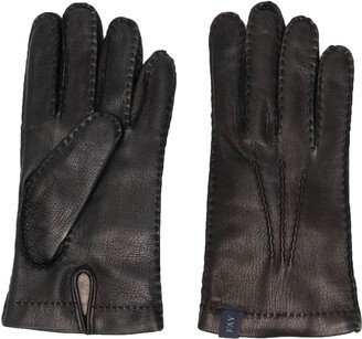 Tonal-Stitching Leather Gloves