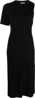 Logo-Appliqué Asymmetric Midi Dress