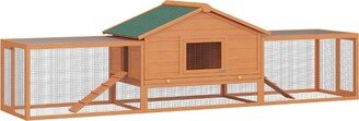 Large Wooden Rabbit Hutch Bunny Hutch 2-Story Pet House Cage with Ramps, Lockable Doors, Run Area and Asphalt Roof for Outdoor Use, Natural