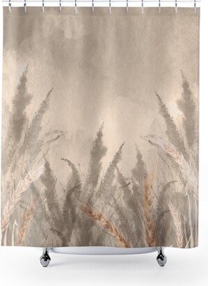 Rustic Taupe & Beige Wheat Distressed Watercolor Shower Curtain