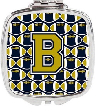 CJ1074-BSCM Letter B Football Blue & Gold Compact Mirror, 3 x 0.3 x 2.75 in.