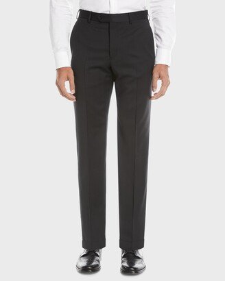 Basic Flat-Front Wool Trousers-AA